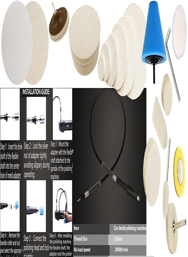 دي آي واي كرافتس مجموعة أدوات يدوية الصنع مع 4 قطع من اللباد و4 قطع من الفرو، 4 بوصات، و15 مخروطًا صغيرًا من 1 إلى 3 بوصات - اختيار من 1 إلى 7 بوصات من الفرو. عجلة تلميع من الصوف واللباد، محور مدبب، تفاصيل دقيقة، مجموعة شمع (مع 4 قطع من اللباد و4 قطع من الفرو، 4 بوصات) - Image 5